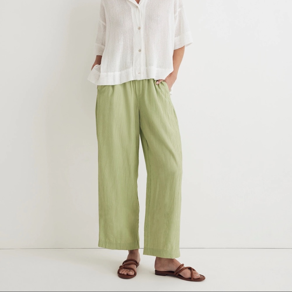 NWT Madewell Crinkled Straight Leg Crop Crepe Pants